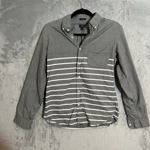J.Crew‎ Oxford Slim Button Down Shirt Men's Small Gray Striped Long Sleeve